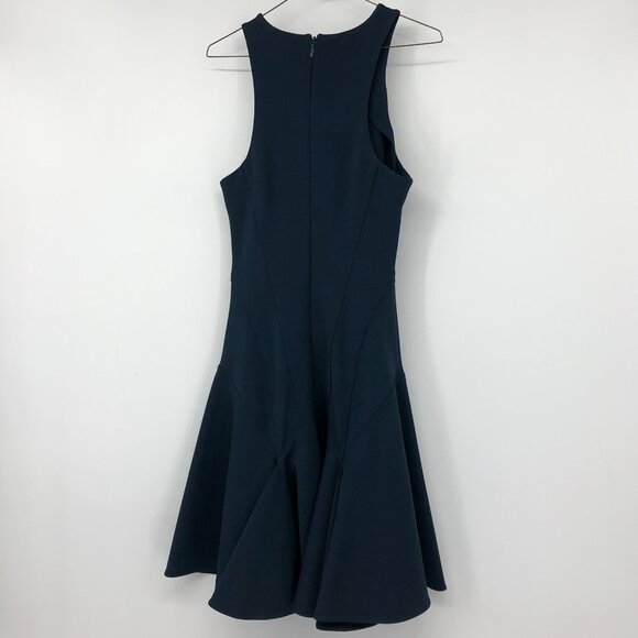 Jonathan Simkhai Navy Blue racerback structured Flared pleated  midi dress - Picture 2 of 14